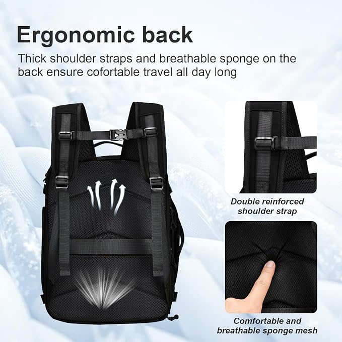 Carry On Travel Backpack Flight Approved Laptop Backpack for Women Men | Personal Item Travel Bag, Casual Weekender Daypack with Wet Pocket for Business, Hiking - Image 8
