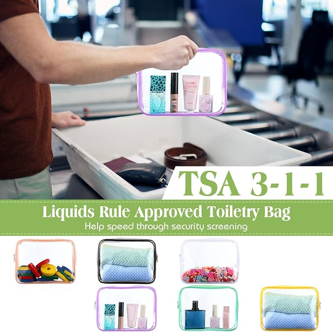 60 Pcs Clear Makeup Bags Bulk Travel Toiletry Bag 7 x 5.5 x 1.6 Inch PVC Zipper Pouch Waterproof Plastic Cosmetic Case Portable Organizer for Women Summer Bathroom (Multicolor) - Image 5