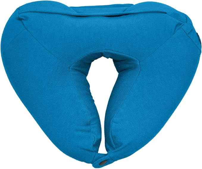 Yogibo Nap X Travel Neck Pillow for Sleeping Airplane, Car, Plane Traveling, Microbead Portable Comfy Head Rest and Neck Support with Attached Eye Mask, Turquoise - Image 4