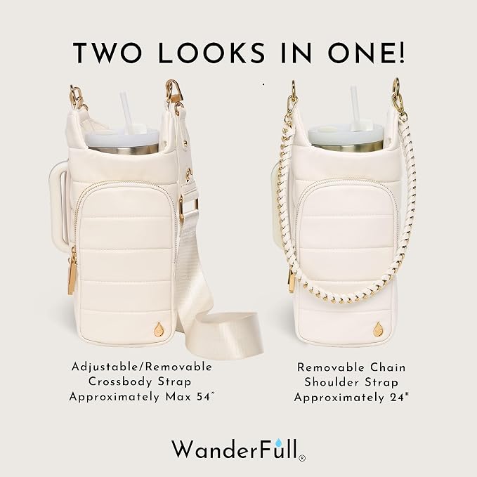 WanderFull HydroBag Handle®, Vegan Leather Hands-Free Crossbody 40 Oz Water Bottle Carrier w/Strap Bundle - Image 8