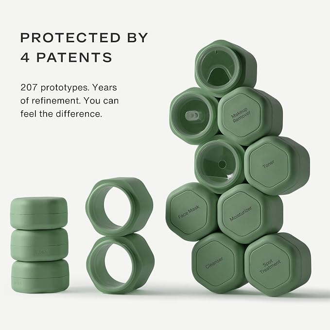 Cadence Travel Containers - 2 Piece Haircare Set - Magnetic Travel Capsules - For Shampoo, Conditioner, Hair Styling Product - 1 Small & 1 Medium Capsule - Shampoo & Conditioner Labels - Eucalyptus - Image 2