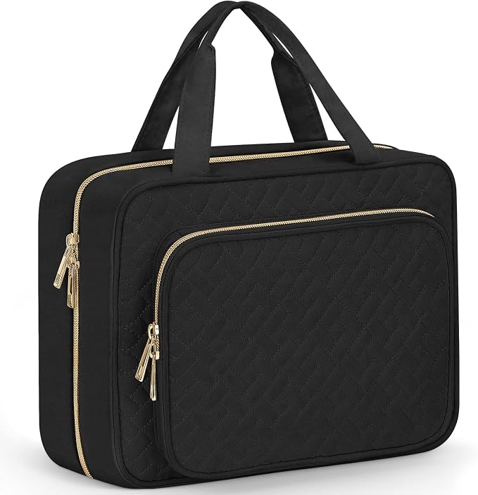 Wedama Toiletry Bag for Women, Large Cosmetic Travel Bag, Hanging Toiletry Bag for Bathroom, Thickened PVC Waterproof Makeup Bag, Toiletries Bag for Travel Business Trips and Camping, Black by Wedama