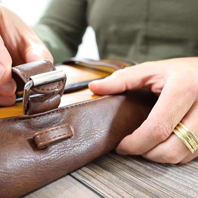 Vetelli Leather Toiletry Bag for Men - Water Resistant, 2 Zippered Internal Pockets, 2 Snap-Fastened Internal Pockets, and Hanging Hook. - Image 6