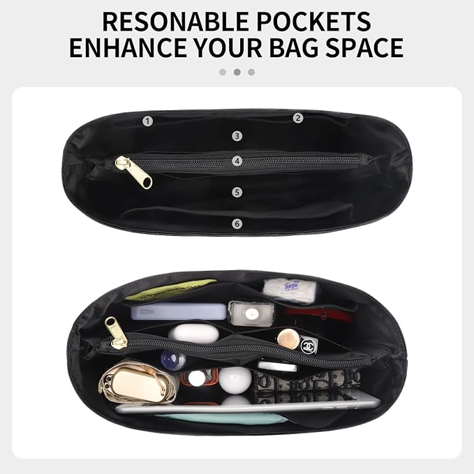 Tote Bag Organizer Insert Compatible with Geya Hobo Handbag, Dupont Paper Inner Purse Organizer Insert Makeup Liner Bag Shaper Black - Image 4