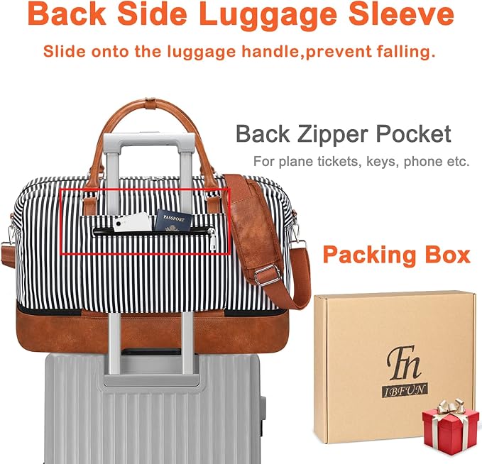 IBFUN Weekender Bags for Women, 21" Weekender Travel Bag, Travel Duffle Bag with Shoe Compartment Carry on Overnight Duffel Bag for Weekend Travel Business Trip, 3PCS - Image 5
