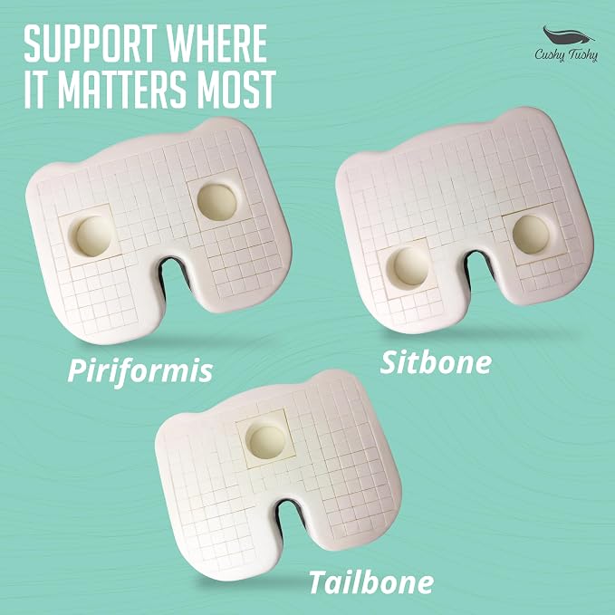 Cushy Tushy Premium Customizeable Seat Cushion, Gray | Moveable Holes, Customizable High Quality Foam, Relief for Lower Back, Sciatic, & Tailbone Pain - Image 7
