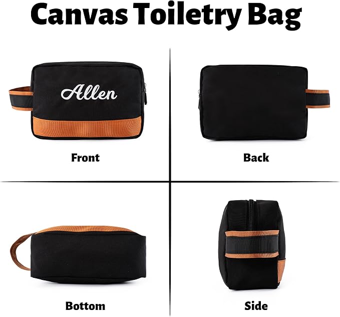 Travel Duffle Bag Set for Men Boys Personalized Weekender Overnight Bag with Embroidered Name - Custom Canvas Duffle Bag with Toiletry Bag and Shoe Compartment for Travel Trip Workout (Black) - Image 7