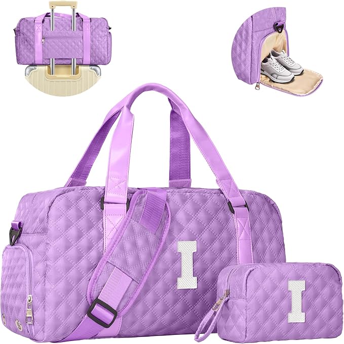 Elilier Teen Girl Gifts Trendy Stuff, Personalized Gifts, Initial Travel Duffel Bag or Teens, Monogram Overnight Bag, Trendy Stuff Gifts for Girls Friend Birthday Teacher Gift by Elilier