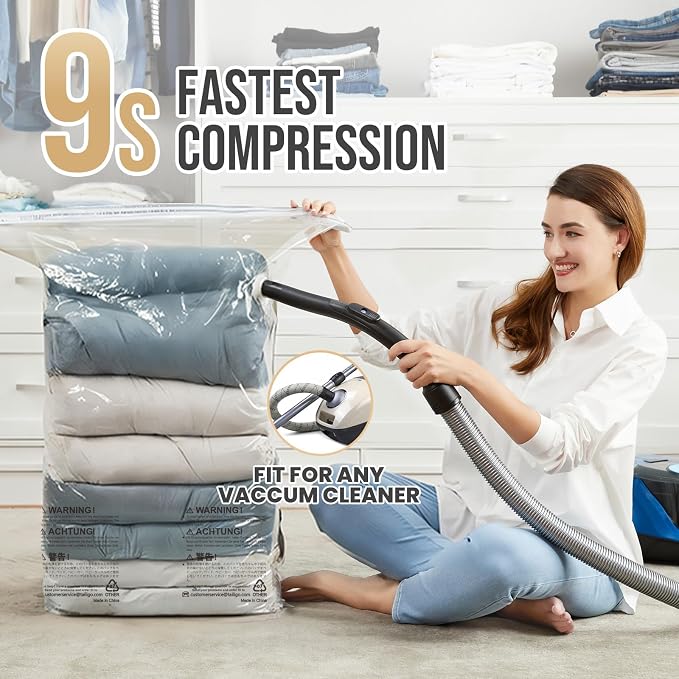 TAILI 8 Pack Vacuum Storage Bags, Jumbo Cube (31x40x15 Inch), Extra Large Vacuum Seal Bags for Bedding, Comforters, Blankets, Clothing, No Pump Compression Cube, Clear - Image 4