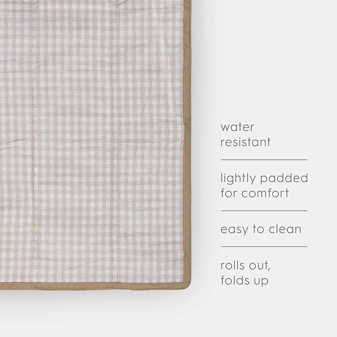 Little Unicorn 5'x10' XL Outdoor Family Picnic & Beach Blanket | Durable & Water-Resistant Fabric | Compact Fold & Easily Wipes Clean | Zipper Pocket (Beige Buffalo Check) - Image 5