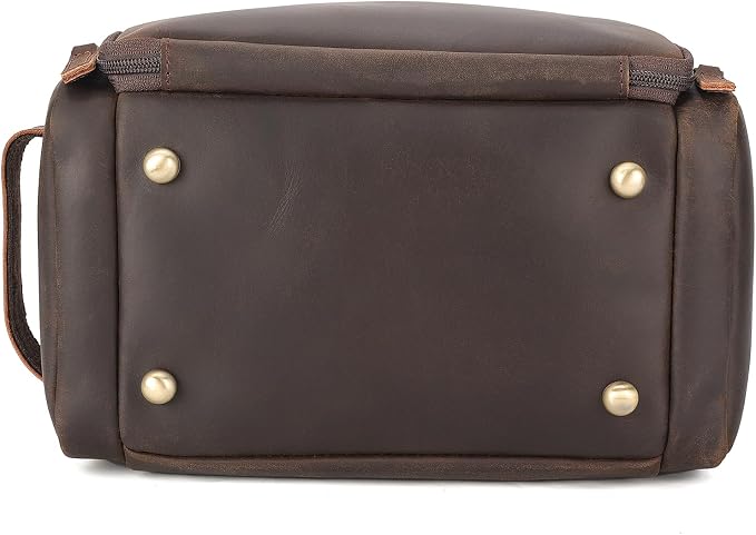 Polare Full Grain Leather Toiletry Bag Travel Dopp Kit Makeup Cosmetic Organizer Shaving Kit Wash Case with Hanging Hook (B-Dark Brown) - Image 9