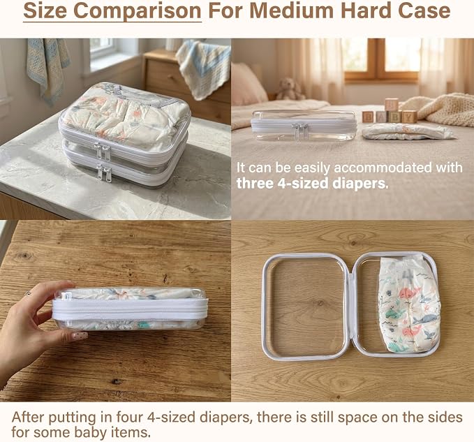 3-Pack Medium Clear Hard Shell Zipper Pouches, Clear Zipper Bags, Hard Case Pouches for Purse & Diaper Bag Organizer,and Travel Essentials (3M - Image 2