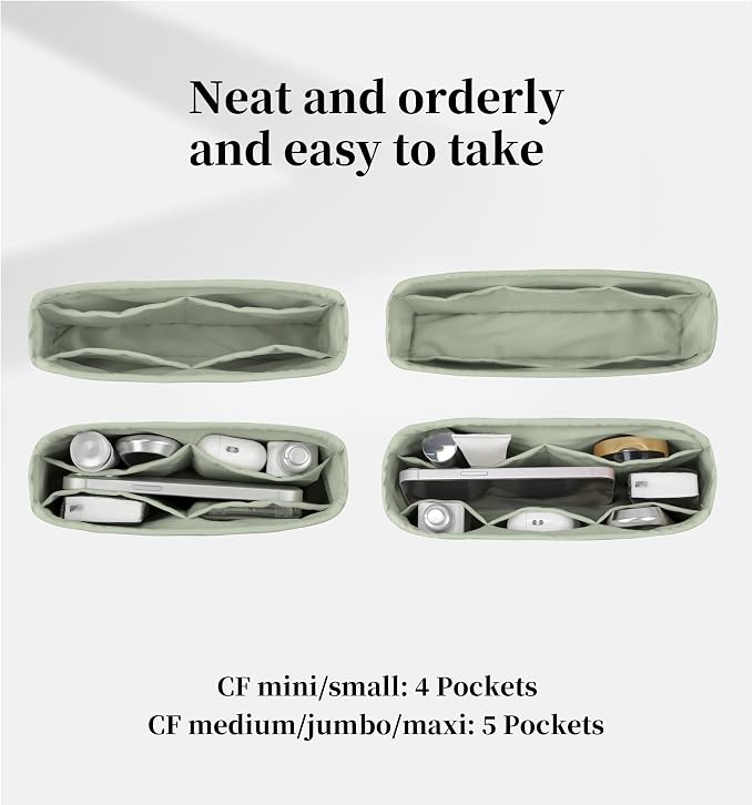 Purse Organizer Insert, Silky-Soft Lightweight Design, Multi-Pocket, Keeps Bag Organized & Protects Interior, Fits Chanel Classic Flap Jumbo, Ideal for Travel & Daily Use(Sauge, CF Jumbo 30) - Image 4
