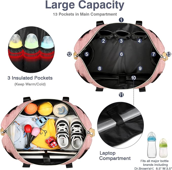 ITIEZY Diaper Bag Tote for Baby - Large Mommy Bag with Portable Changing Pad Pacifier Case, Hospital Bags Travel Baby Bag - Image 5