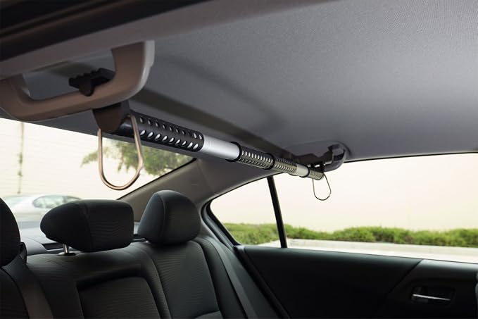 Car Clothes Hanger Bar Auto Rod Automobile Hanging Coat Rack for Garment Cloths - Best for Travel Back-Seat Laundry Wardrobe Vehicle Clothing in Cars Truck RV SUV Hook Hangers - Expandable 36" to 60" - Image 3
