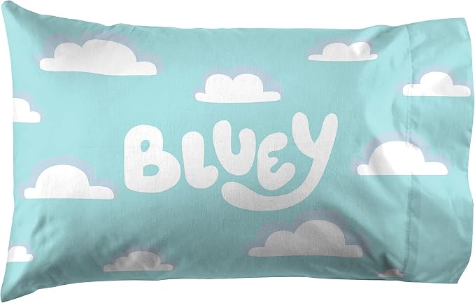 Jay Franco Kids Sheet Set with Fitted, Flat Sheets & Pillow Cover - Ultra-Soft Bedding with Pillowcase for Room Decor, White - Bluey, 4 Piece Full - Image 4