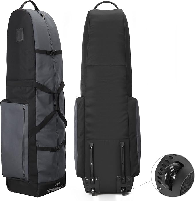 TurnWay Foldable Padded Golf Travel Bag, Heavy Duty 900D Polyester Golf Club Bag Waterproof Golf Carry Bag Cart Bag with Wheels, Soft-Sided Spacial Size for Golf Gear Transportation by turnway