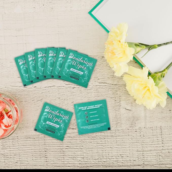 100 Pcs Deodorant Wipes Individually Wrapped Mini Deodorant Travel Size Wet Armpit Wipes Travel Deodorants Bulk for Women Men Homeless Personal Cleansing Wipe Butt Hands Face Underarm Sports(Jasmine)