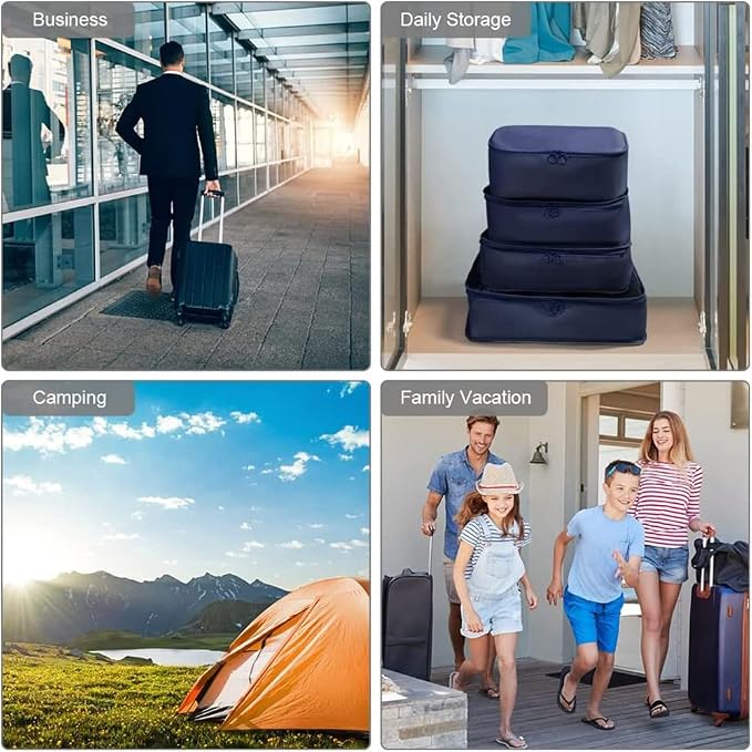 8 Pcs Packing Cubes, Travel Luggage Organizer for Men and Women, Toiletry Bag, Packing Cubes for Travel - Set of 8, 1.Navy Blue, 8 Pieces Set, Travel Accessories - Image 6