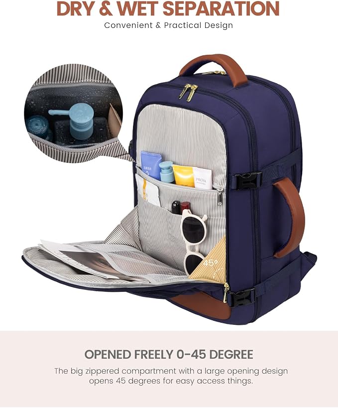 LOVEVOOK Travel Backpack For Women Flight Approved, 50L Large Carry On Backpack, Personal Item Travel Bag for Airplanes, Business 18 Inch Laptop Backpack, Weekender Overnight Daypack, With 3 Cubes - Image 5