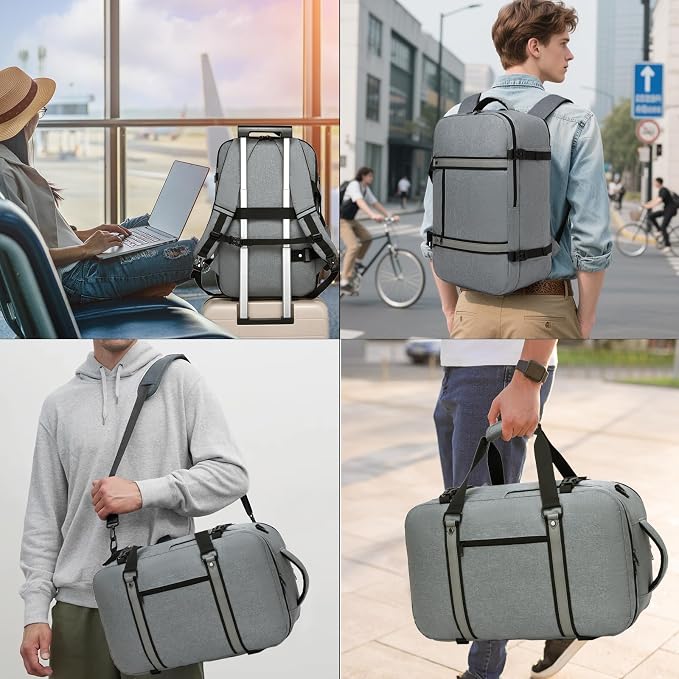 seyfocnia Convertible Travel Garment Bag for Men & Women, Multi-Pocket Travel Duffel Carry On Luggage Personal Item Business Suit Backpack - Image 7