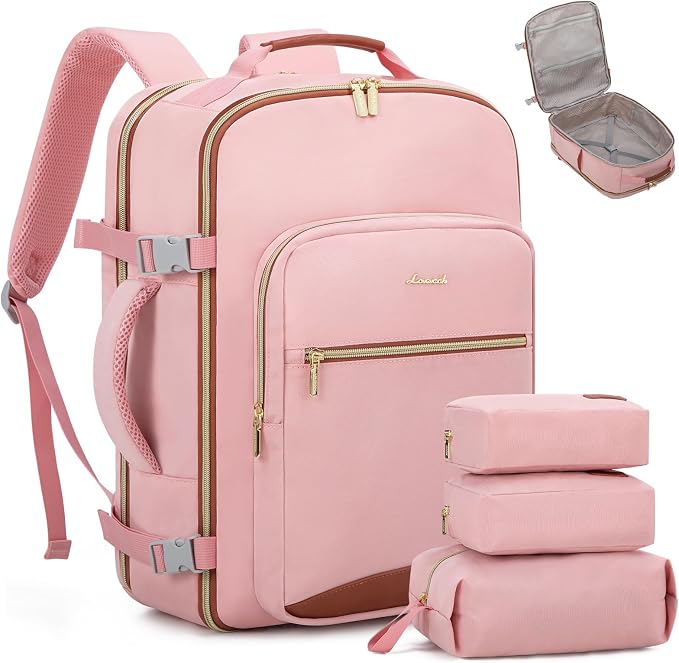 LOVEVOOK 40L Travel Backpack Flight Approved Carry on Backpack,3 Packing Cubes,Waterproof Personal Item Travel Bag,TSA Carry on Luggage Suitcase Travel Essentials,Gifts for Women & Men,fits 17" Laptop by LOVEVOOK