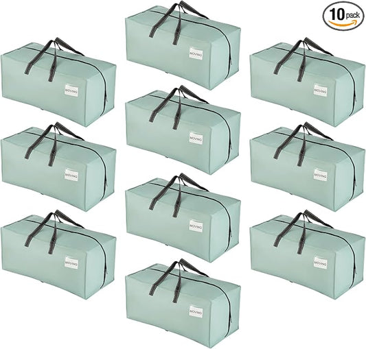 VENO 10 Pack Heavy Duty Moving Bags with Backpack Straps, Zippers & Handles, Extra Large Packing Bags for College Dorm Essentials, Moving Supplies Alternative to Cardboard Moving Boxes by Veno