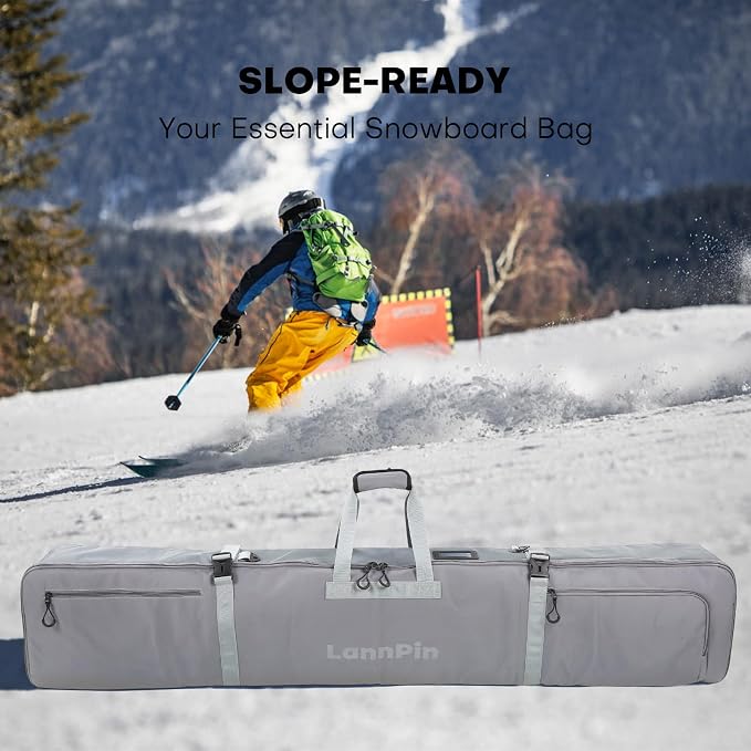 Snowboard Bag 7MM Padding Snowboard &Ski Bag Premium 900D Unisex Board Bag- Snowboard Travel Bags for Flying, Holds Helmet, Board, Boots, & More w/Ski Poles Strap, Strong Handle, Large Zipper - Image 7