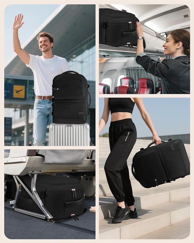 LOVEVOOK Travel Backpack for Women & Men, 50L Carry on Backpack Airline Approved, Large TSA Personal Item Travel Bag fits 17.3" Laptop, Business Weekender Bag for Essentials, 4Pcs - Image 9