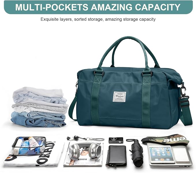 Travel Duffel Bag, Carry On Overnight Weekender Bags for Women | Travel Bag with Wet Pocket & Trolley Sleeve, For Spirit Airlines 18x14x8 Personal Item Bag - Image 2