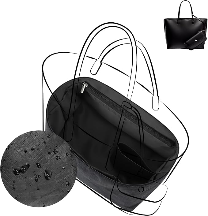 DGAZ Lightweight Purse Organizer Insert for GYARD-Anjou/Artois/SaintLouis Bags,silk and DupontPaper handbag inner for Luxury Bag(Black,AnjouGM) by DGAZ