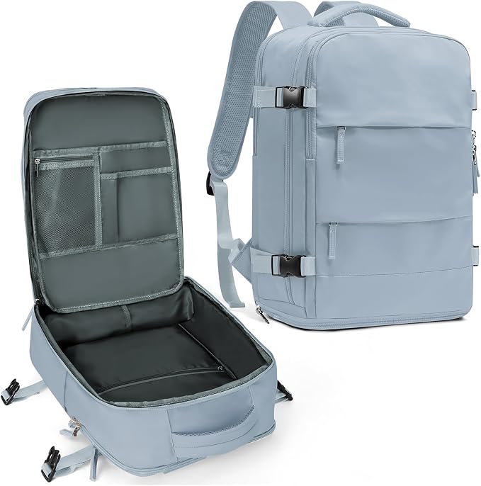 coowoz Travel Backpack For Women Men,Carry On Backpack,Hiking Backpack Waterproof Outdoor Sports Rucksack Casual Daypack travel essentials（Gray Blue） by coowoz