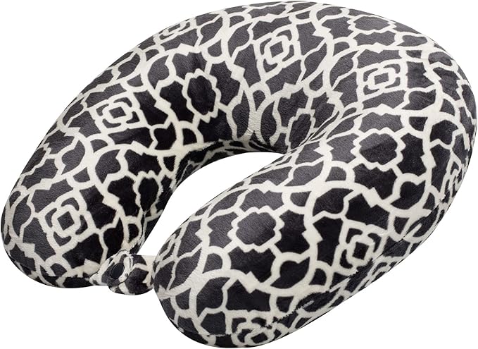 Wolf Essentials Adult Cozy Soft Microfiber Neck Pillow for Travel – Compact, Machine Washable - Perfect for Airplane, Car, or Home Use - Filled and Finished in the USA – Charcoal Trellis - Image 4