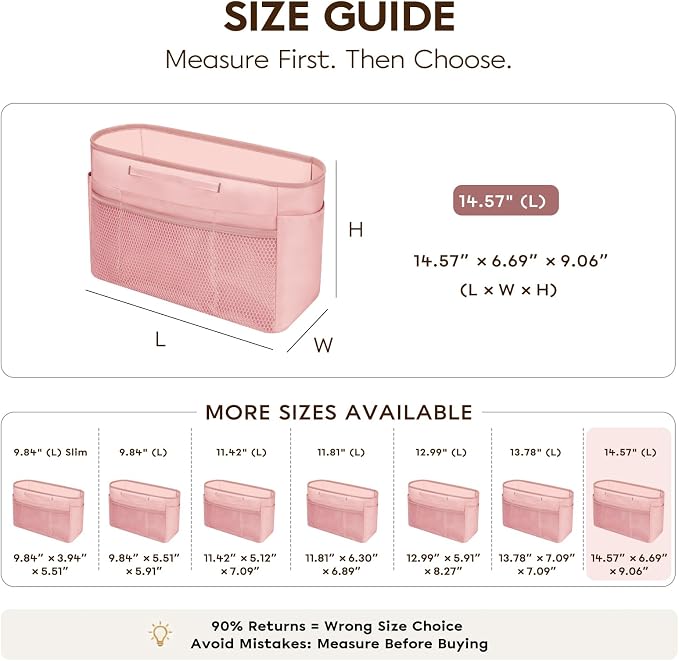 GIVLEFLY Purse Organizer Insert for Tote Bag, 14.5 Inch Satin Bag Organizer with Zipper Pocket, Multi Pocket Handbag Organizer - Image 3