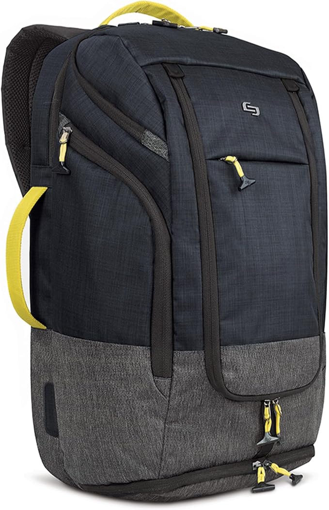 Solo New York Travel Backpack for Women & Men - Lightweight Carry On Bag, Separate Shoe Compartment, Padded Straps, Fits 17.3" Computer - Everyday Max, Navy by SoloNewYork