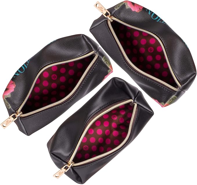 Nicole Lee Travel Handbag Crossbody Set with 3 Fashion Print Makeup Pouches, Women's Cosmetic Toiletry Organizer (Love Me Half) - Image 5