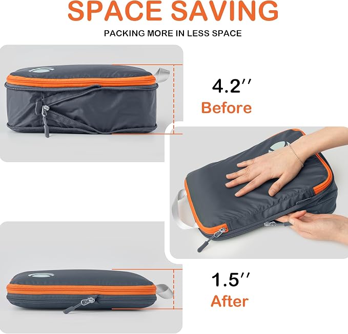 Cipway Compression Packing Cubes, Lightweight Travel Luggage Organizers with Shoe Bag, Toiletry Bag & Laundry Bag, Travel Essentials for Carry on Suitcase (8 Piece,Gray) - Image 3