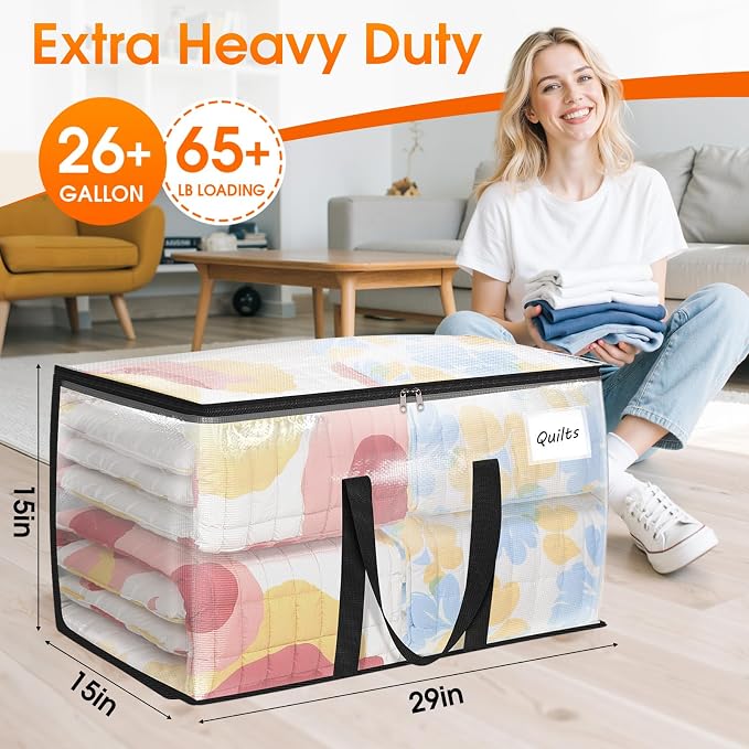 Fab totes Moving Bags Extra Heavy Duty Oversized Storage Bags with Reinforced Handle and Double Zippers,Moving Supplies Totes for Storage Packing Dorm Room Essentials Alternative to Moving Boxes - Image 2
