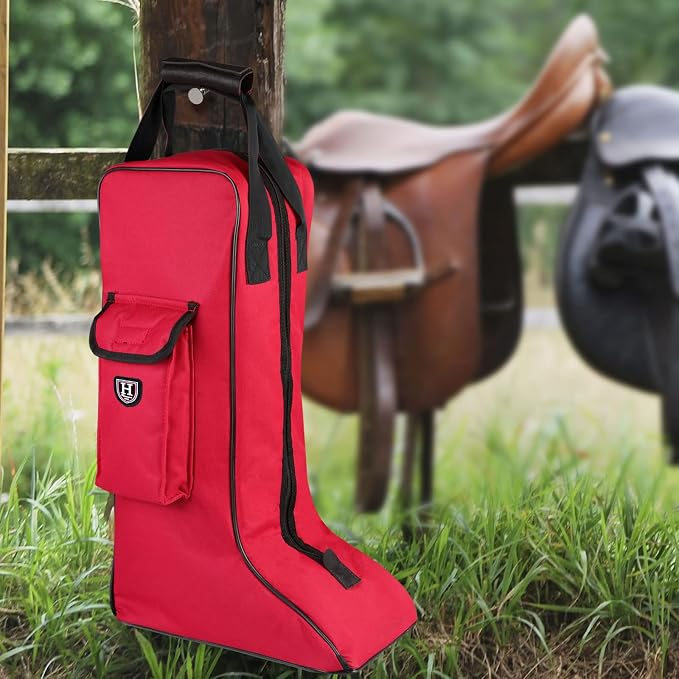 Harrison Howard Tall Boot Carry Bag Protect Rider Boots for Shows Competition Travel Long-lasting Boot Bag Red - Image 5