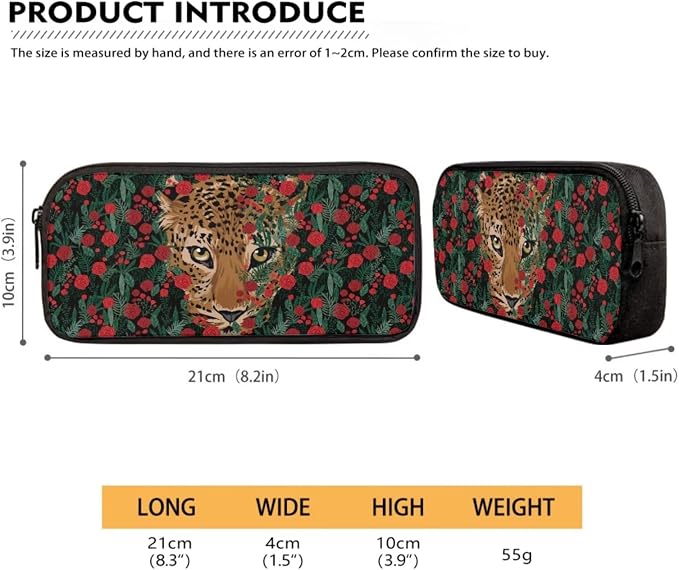 Rose Floral Leopard Print Backpack Set for Student Schoolbag Large Capacity Bookbag Lunch Box Pencil Case 17 Inch Travel Laptop Backpacks Lightweight Rucksack Daypack for Outdoor - Image 5