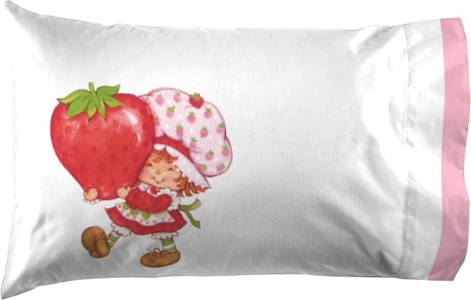 Jay Franco Kids Sheet Set with Fitted, Flat Sheets & Pillow Cover - Ultra-Soft Bedding with Pillowcase for Room Decor, White - Strawberry Shortcake, 4 Piece Full - Image 4