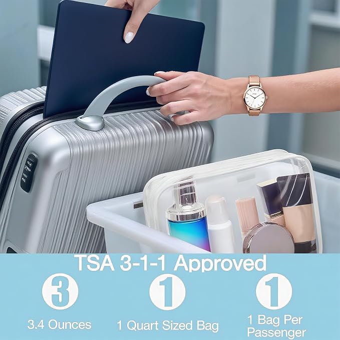 100 Pcs Clear Makeup Bags Bulk Graduation Dad Mon Gifts Bag Tsa Approved Toiletry Bag for Travel Transparent Cosmetic Bag PVC Waterproof Travel Small Pouches with Zipper for Men and Women(White) - Image 4