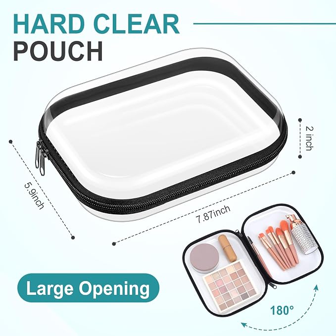 Sanwuta 6 Pcs Clear Hard Zipper Case Plastic Zipper Pouches Transparent Makeup Bag Pencil Case Pouches Toiletry Diaper Bag for Travel Toy Storage Organizer Bins(Black,7.87 x 5.9 x 2 Inch) - Image 2
