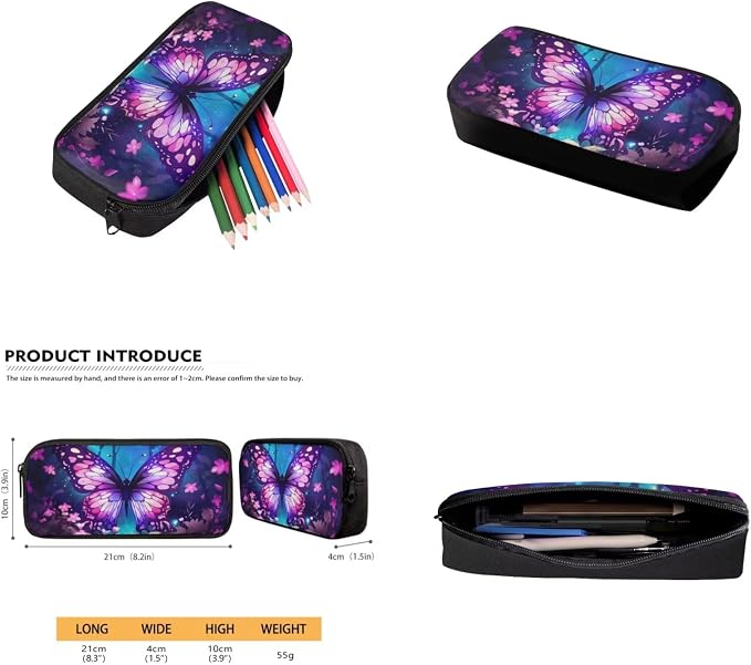 Purple Butterfly Elementary School Backpack for Girls with Lunch Box Lightweight Large Capacity Student Bookbag for Kids Teens Children Casual Travel Daypack Cute School Supplies Set - Image 5