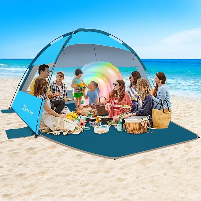 COMMOUDS Beach Tent Sun Shelter for 3/4/6/8 Person, UPF 50+ UV Protection Beach Shade Canopy Tent, Lightweight, Easy Set Up and Carry - Image 6