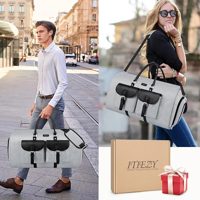 Garment Duffel Bag for Travel - ITIEZY Convertible Carry on Garment Duffel Travel Bag for Women Men Large Weekender Bag with Shoes Pouch 2 in 1 Hanging Suit Travel Duffel Bag 3pcs Set - Image 7