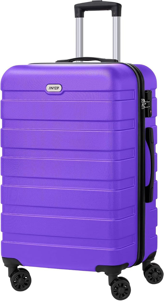 AnyZip Luggage PC ABS Hardside Lightweight Suitcase with 4 Universal Wheels TSA Lock Checked-Medium 24 Inch Violet Purple by YourBestTravelChoice
