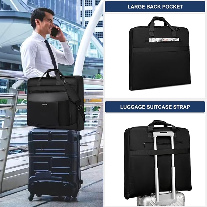 Garment Bag Travel Suit Bag Large 40-Inch Carry on Bag Up to 3 Suits,2 in 1 Hanging Luggage Bags, Fits 15.6Inch Laptop - Image 2