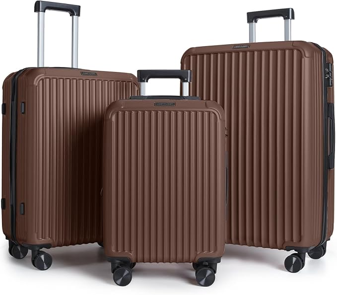 LIGHT FLIGHT 3 Piece Luggage Sets With Spinner Wheels Hardshell TSA Lock | Durability, Spinner Wheels, Hardside Lightweight, TSA Lock, Durable, PC+ABS, Mobility, by LIGHTFLIGHT