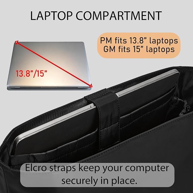 Laptop Sleeve Bag Organizer for Longchamp Le Pliage Large,Black | Soft Nylon Purse Insert, 5 Pockets, 13"Laptop Sleeve, Elastic Cup Holder, YKK Zipper Pocket, Keeps Tote Handbag Neat Shape - Image 3